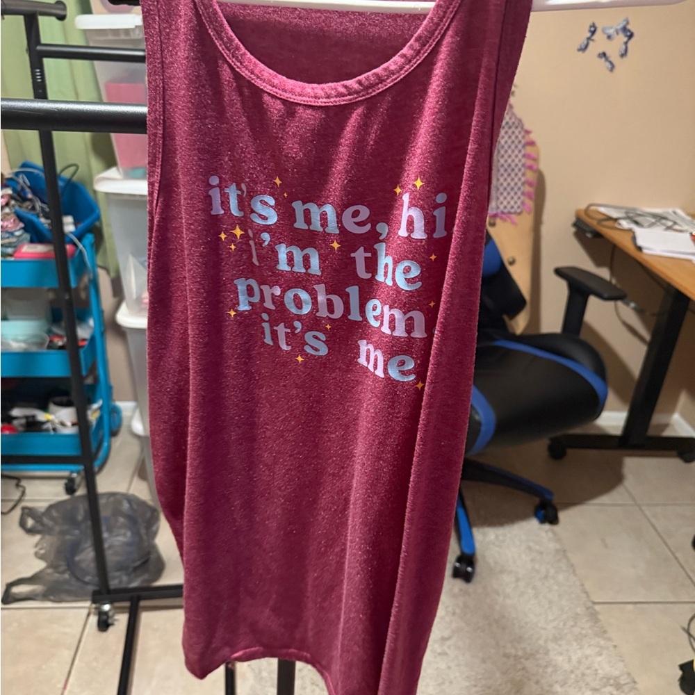 Burgundy Tank Top with Fun Text